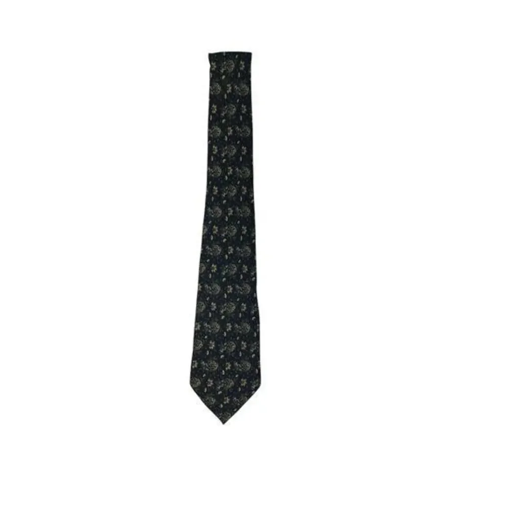 Vintage Herve Monsigny 100% Silk‎ Tie Blue Yellow Floral Print Designer Necktie
